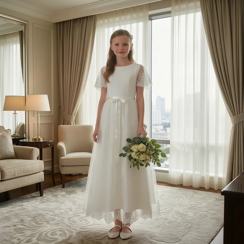 Flower girl in a long dress